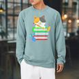 Back To School Kawaii Cat School Books Homework For Men Women Kids Raglan Sleeve Sweatshirt Cardinal