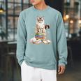 Balinese Cat Longhaired Siamese Books Flowers Book Reading Raglan Sleeve Sweatshirt Cardinal Balinese Cat Longhaired Siamese Books Flowers Book Reading Raglan Sleeve Sweatshirt Cardinal