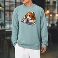 Basset Hound Books Dog Breed Graphic Raglan Sleeve Sweatshirt Cardinal Basset Hound Books Dog Breed Graphic Raglan Sleeve Sweatshirt Cardinal