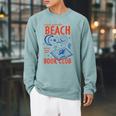 Beach Book Club Girl Summer Bookish Beach Day Librarian Raglan Sleeve Sweatshirt Cardinal