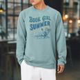 Beach Book Lover Summer Bookish Book Girl Summer Raglan Sleeve Sweatshirt Cardinal