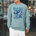Beach Book Lover Women Girls Book Girl Summer Raglan Sleeve Sweatshirt Cardinal