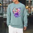Beautiful Book Fairy Reading Crescent Moon Gothic Bookish Raglan Sleeve Sweatshirt Cardinal