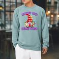Best Teacher Grandma Gnome With Books For Teacher Mom Saying Raglan Sleeve Sweatshirt Cardinal