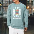 I LIKE BIG BOOKS & CANNOT LIE Reading Lover Pun Quote Raglan Sleeve Sweatshirt Cardinal