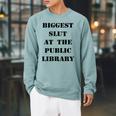 Biggest Slut At The Public Library Book Lover Raglan Sleeve Sweatshirt Cardinal