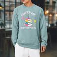 Birthday Girl Chapter One Book Themed Raglan Sleeve Sweatshirt Cardinal