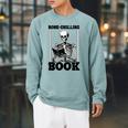 Bone-Chilling Book Book Lover Bookworm Skeleton Book Raglan Sleeve Sweatshirt Cardinal Bone-Chilling Book Book Lover Bookworm Skeleton Book Raglan Sleeve Sweatshirt Cardinal