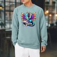 Book Dragon Reading Raglan Sleeve Sweatshirt Cardinal