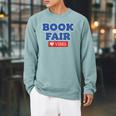 Book Fair Vibes Kids Retro Book Fair Book Lover Raglan Sleeve Sweatshirt Cardinal