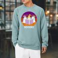 Book Ghost Reading Halloween Teacher For Men Women Raglan Sleeve Sweatshirt Cardinal