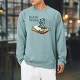 Book Lover I'm A Bookwyrm Not A Bookworm T-Shirt Raglan Sleeve Sweatshirt Cardinal