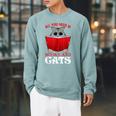 Book Lover Nerd Reading Teacher Bookworm Ladies Cat Raglan Sleeve Sweatshirt Cardinal