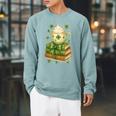Book Lover St Patricks Day Teacher Cosy Librarycore Raglan Sleeve Sweatshirt Cardinal