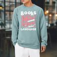 Book Lovers Valentines Day Books Are My Love Language Raglan Sleeve Sweatshirt Cardinal