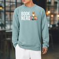 Book Nerd Book Lover Raglan Sleeve Sweatshirt Cardinal