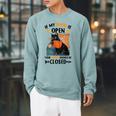 If My Book Is Open Your Mouth Should Be Closed Raglan Sleeve Sweatshirt Cardinal