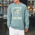 If The Book Is Open She's Busy Witch Goth Girl Loves To Read Raglan Sleeve Sweatshirt Cardinal