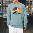 Book Paradise Tropical Island Beach Ocean Summer Reading Raglan Sleeve Sweatshirt Cardinal