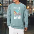 Book Reading The Book Is Always Better Raglan Sleeve Sweatshirt Cardinal