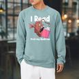 Book Reading Anglerfish I Read Past My Bed Time Librarian Raglan Sleeve Sweatshirt Cardinal