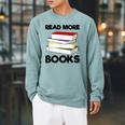 Book Reading Books Librarian Read More Books Raglan Sleeve Sweatshirt Cardinal
