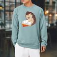 Book Reading Bookworm Forest Animal Wildlife Cute Hedgehog Raglan Sleeve Sweatshirt Cardinal