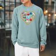 Book Reading Bookworm Reader Literature Heart Raglan Sleeve Sweatshirt Cardinal