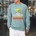 Book Reading Introverted But Willing To Discuss Books Raglan Sleeve Sweatshirt Cardinal