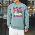 Book Reading Reading Is My Superpower Raglan Sleeve Sweatshirt Cardinal