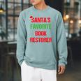 Book Restorer Pajama Christmas Raglan Sleeve Sweatshirt Cardinal