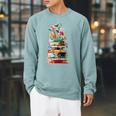 Book Stack With Flowers Reading Lover Bookish Raglan Sleeve Sweatshirt Cardinal Book Stack With Flowers Reading Lover Bookish Raglan Sleeve Sweatshirt Cardinal