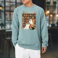 Bookish Ghost Haunted Library Cat Bookworm Book Lover Raglan Sleeve Sweatshirt Cardinal