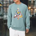 Books Christmas Tree Reading Club Librarian Library Xmas Raglan Sleeve Sweatshirt Cardinal