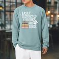 Books And Dogs Easily Distracted For Dog Mom Dog Dad Reader Raglan Sleeve Sweatshirt Cardinal
