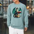 Books Dragon Reading Book Lover Raglan Sleeve Sweatshirt Cardinal