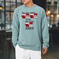 You Can Never Have Too Many Books Fan Avid Reader Bookaholic Raglan Sleeve Sweatshirt Cardinal