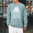 Books Helping Introverts Avoid Conversations Since 1454 Raglan Sleeve Sweatshirt Cardinal