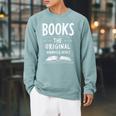 Books The Original Handheld Device Book Reading Raglan Sleeve Sweatshirt Cardinal