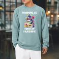 Books Reading Is Fun Turtely Awesome Sea Turtle Reading Book Raglan Sleeve Sweatshirt Cardinal