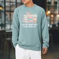 I Like My Books Spicy & My Coffee Icy Lover Bookworm Raglan Sleeve Sweatshirt Cardinal