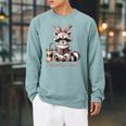 Booktrovert Raccoon Reading Book Iced Coffee Lover Raglan Sleeve Sweatshirt Cardinal