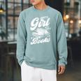 Bookworm Book Reading Just A Girl Who Loves To Read Books Raglan Sleeve Sweatshirt Cardinal