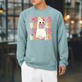 Boooks Halloween Ghost Pun Boo Books Groovy Ghost Raglan Sleeve Sweatshirt Cardinal Boooks Halloween Ghost Pun Boo Books Groovy Ghost Raglan Sleeve Sweatshirt Cardinal