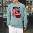 BOOOKS Zombie Dog Reading a Book Halloween Teacher For Men Women Kids Raglan Sleeve Sweatshirt Cardinal BOOOKS Zombie Dog Reading a Book Halloween Teacher For Men Women Kids Raglan Sleeve Sweatshirt Cardinal