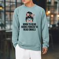 Born To Read Books Forced To Read Emails Messy Bun Reading Raglan Sleeve Sweatshirt Cardinal Born To Read Books Forced To Read Emails Messy Bun Reading Raglan Sleeve Sweatshirt Cardinal