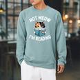 Calico Cat Graphic Not Meow Im Reading Book Lover Raglan Sleeve Sweatshirt Cardinal
