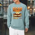 Camping Reading Fun Book Lover Camper Librarian Raglan Sleeve Sweatshirt Cardinal