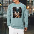 Camping Sheet Ghost Reading Book At Campfire Halloween Raglan Sleeve Sweatshirt Cardinal