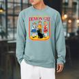 Caring For Your Evil Cat Retro Dark Humor Book Cover Raglan Sleeve Sweatshirt Cardinal